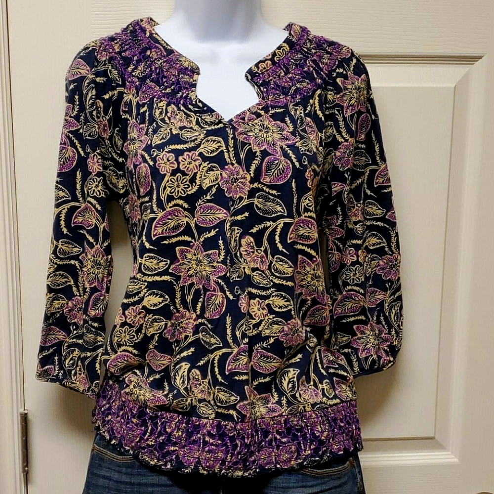 Lucky Brand 3/4 Length Sleeve Top, Small